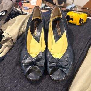 Women's Navy Peep-Toe Shoes